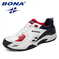 BONA Men's Lace-Up Tennis Sneakers - Breathable Lightweight Athletic