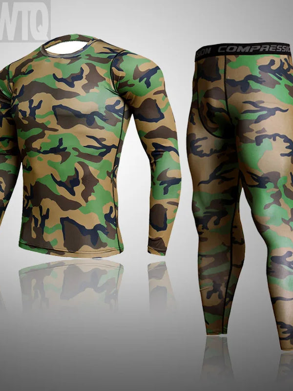 Men's Camouflage Thermal Compression Underwear Set - Long Johns