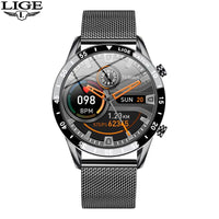 LIGE 2024 Full Circle Touch Screen Steel Band Luxury Bluetooth Call Men Smart Watch Waterproof Sport Activity Fitness Watch+Box