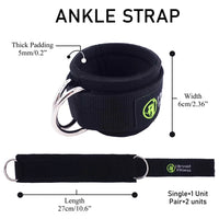 J Bryant Double D-Ring Neoprene Ankle Straps - Cable Machine Cuffs
