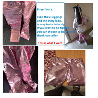 Metallic Shiny High-Waist Leggings - Stretchy Streetwear