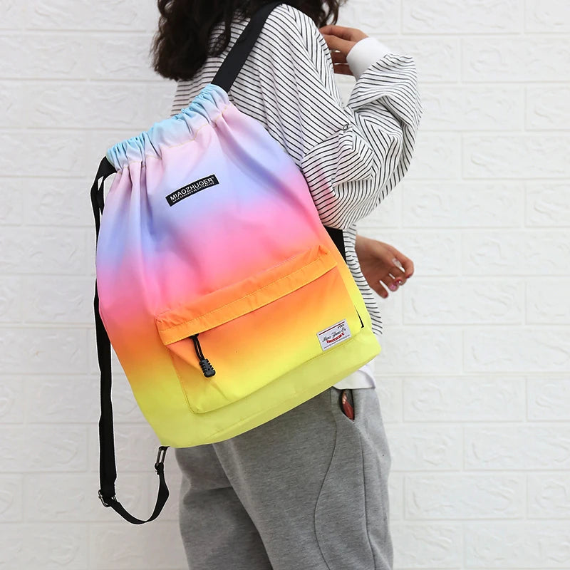 Waterproof Gym Drawstring Backpack Sports Bags for Women Outdoor Hiking Training Fitness Swimming Surfing Bag For Shoes Storage