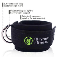 J Bryant Double D-Ring Neoprene Ankle Straps - Cable Machine Cuffs