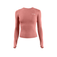 Solid Colour Long-Sleeve Seamless Crop Top - Breathable Quick-Dry