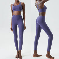 Solid Colour 2-Piece Slim-Fit Gym Set - Breathable Nylon