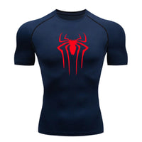 Superhero Print Men's Compression Rash Guard Tee - Quick-Dry