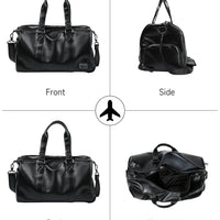 MATE ELAN Men Leather Travel Duffel Bag, Vintage Waterproof Bag with Shoe Pouch, Overnight Gym Sports Carry-On Weekend Tote Bag