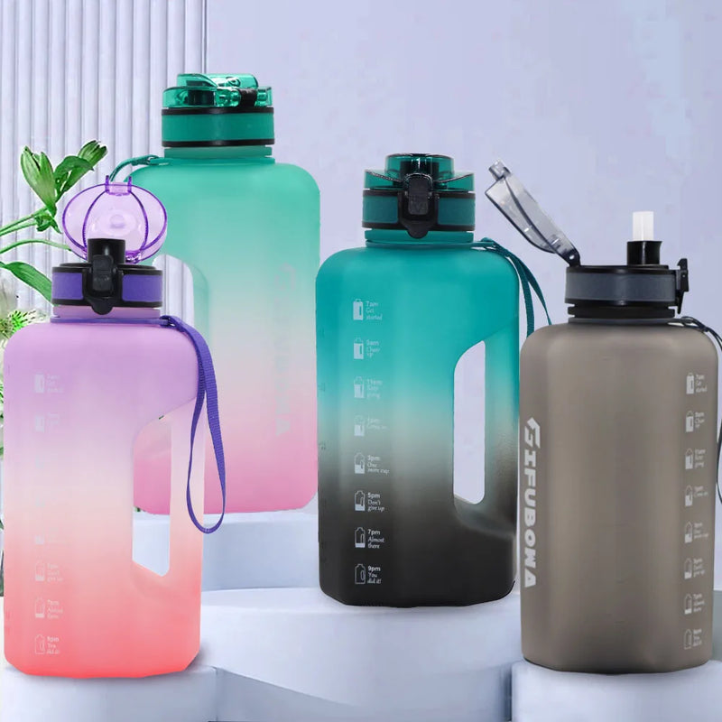 GIFUBOWA 2.2L Motivational Water Jug - Handle, Straw & Time Marker