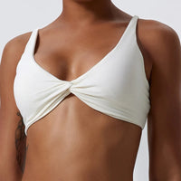 Hearuisavy Shockproof Push-Up Sports Bra - Pleated Quick-Dry