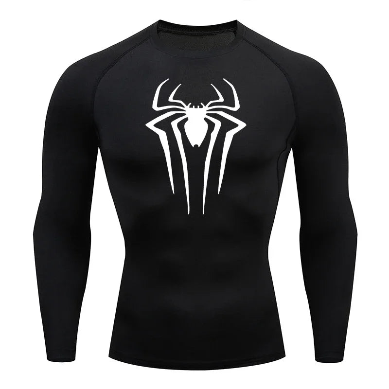 Spider Print Long-Sleeve Men's Compression Rash Guard