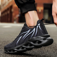 AIRAVATA Flame Print Linen Running Sneakers - Height-Increasing
