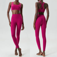 Solid Colour 2-Piece Slim-Fit Gym Set - Breathable Nylon