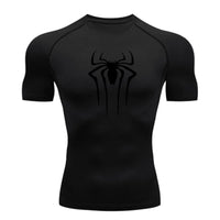 Superhero Print Men's Compression Rash Guard Tee - Quick-Dry