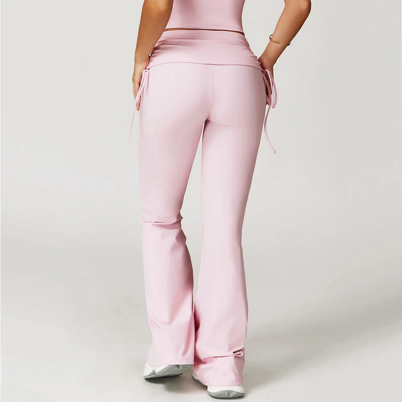 High-Waist Flared Bell-Bottom Yoga Leggings - Butt-Lifting Scrunch