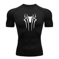 Superhero Print Men's Compression Rash Guard Tee - Quick-Dry