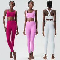 Solid Colour 2-Piece Slim-Fit Gym Set - Breathable Nylon