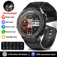 Military-Grade 360x360 HD Smartwatch - Flashlight, BT Call & Health