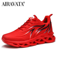 AIRAVATA Flame Print Linen Running Sneakers - Height-Increasing