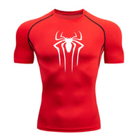 Superhero Print Men's Compression Rash Guard Tee - Quick-Dry