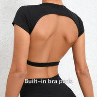 Hearuisavy Backless Breathable Crop Top - Anti-Pill Gym Shirt