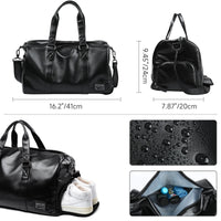 MATE ELAN Men Leather Travel Duffel Bag, Vintage Waterproof Bag with Shoe Pouch, Overnight Gym Sports Carry-On Weekend Tote Bag