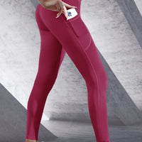 High-Waist Push-Up Leggings with Welt Pockets - Solid Colour