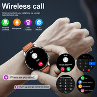 LIGE Magnetic Leather Strap Smartwatch - Bluetooth Calling & Health