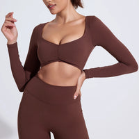 Long Sleeve Crop Workout Top - Breathable Anti-Pill Fabric