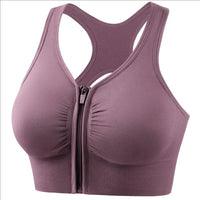 CZGUKE Zip-Front Shock-Resistant Sports Bra - Plus-Size Nylon