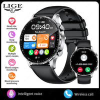 LIGE Magnetic Leather Strap Smartwatch - Bluetooth Calling & Health