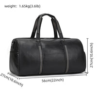 Big Capacity Genuine Leather Travel Bag For Men Women Soft Black Cowhide Casual Travel Duffel Large Luggage Weekend Shoulder Bag
