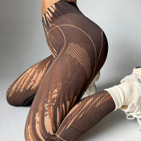 Lattice Print Seamless High-Waist Yoga Leggings