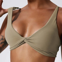 Hearuisavy Shockproof Push-Up Sports Bra - Pleated Quick-Dry