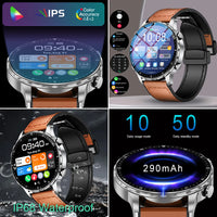 LIGE Magnetic Leather Strap Smartwatch - Bluetooth Calling & Health
