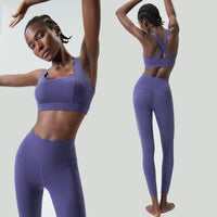 Solid Colour 2-Piece Slim-Fit Gym Set - Breathable Nylon