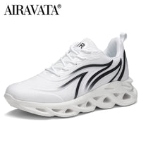 AIRAVATA Flame Print Linen Running Sneakers - Height-Increasing