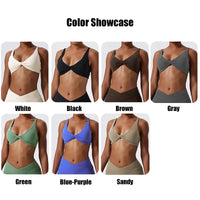 Hearuisavy Shockproof Push-Up Sports Bra - Pleated Quick-Dry