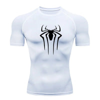 Superhero Print Men's Compression Rash Guard Tee - Quick-Dry