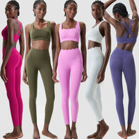 Solid Colour 2-Piece Slim-Fit Gym Set - Breathable Nylon