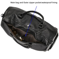 Big Capacity Genuine Leather Travel Bag For Men Women Soft Black Cowhide Casual Travel Duffel Large Luggage Weekend Shoulder Bag