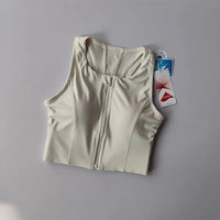 Front-Zip Shock-Absorbing Sports Bra Vest - Quick-Dry Nylon