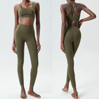 Solid Colour 2-Piece Slim-Fit Gym Set - Breathable Nylon