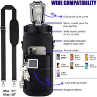 2L Motivational Water Bottle with Straw, Sleeve & Time Marker - 64oz