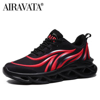 AIRAVATA Flame Print Linen Running Sneakers - Height-Increasing
