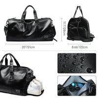 MATE ELAN Men Leather Travel Duffel Bag, Vintage Waterproof Bag with Shoe Pouch, Overnight Gym Sports Carry-On Weekend Tote Bag