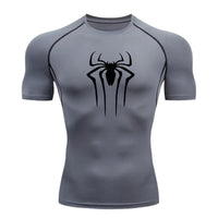 Superhero Print Men's Compression Rash Guard Tee - Quick-Dry