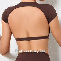 Hearuisavy Backless Breathable Crop Top - Anti-Pill Gym Shirt