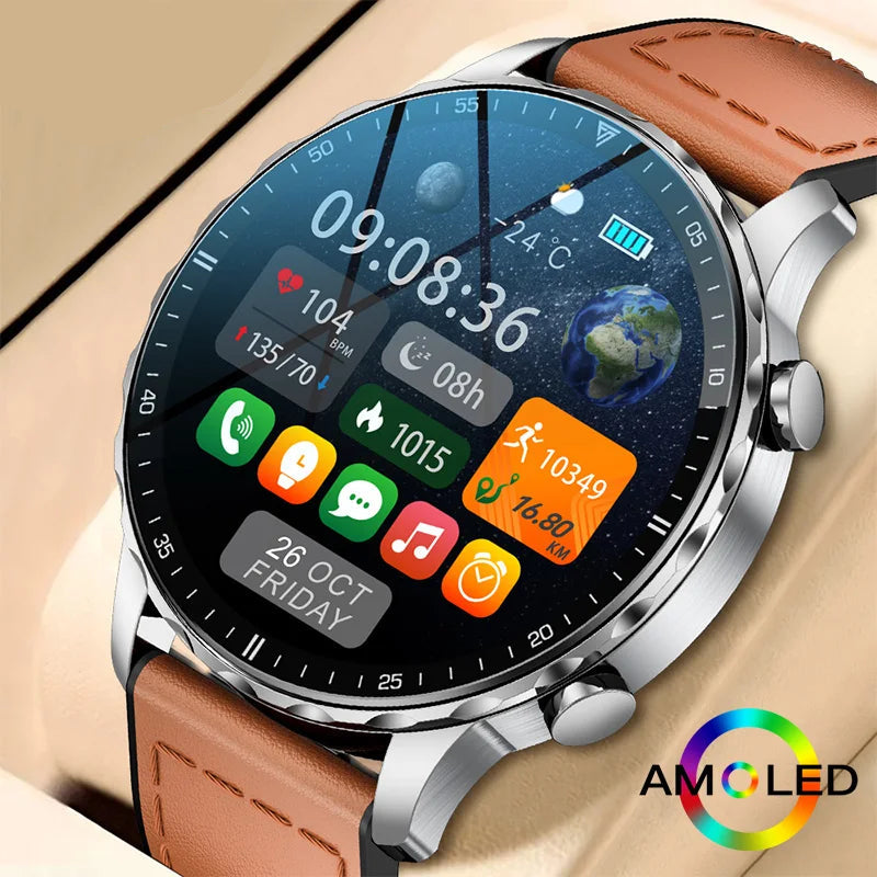 LIGE Magnetic Leather Strap Smartwatch - Bluetooth Calling & Health