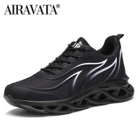 AIRAVATA Flame Print Linen Running Sneakers - Height-Increasing
