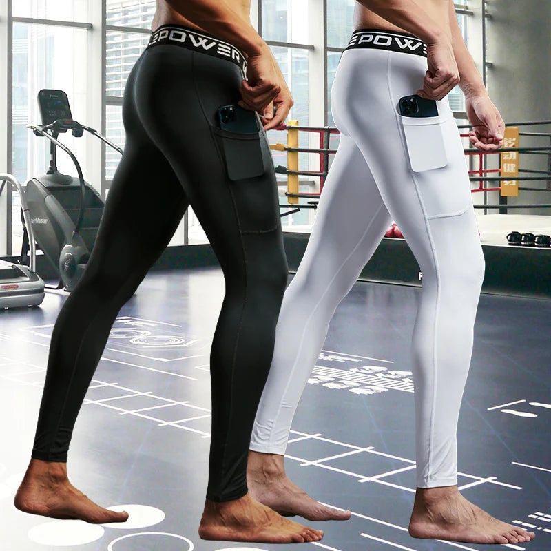 Men's Skinny Compression Gym Trousers - Dry-Fit Elastane